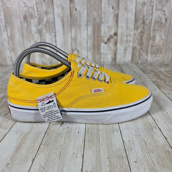 Vans Authentic Casual Canvas Sneakers Yellow Low Top Skate Shoes Size US‎ 8 - Picture 1 of 8